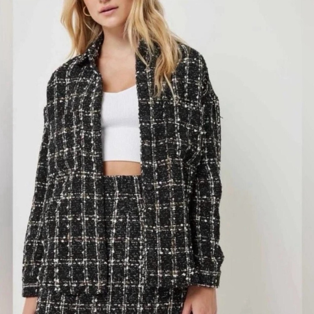 Abercrombie & Fitch Black and White Plaid Blazer